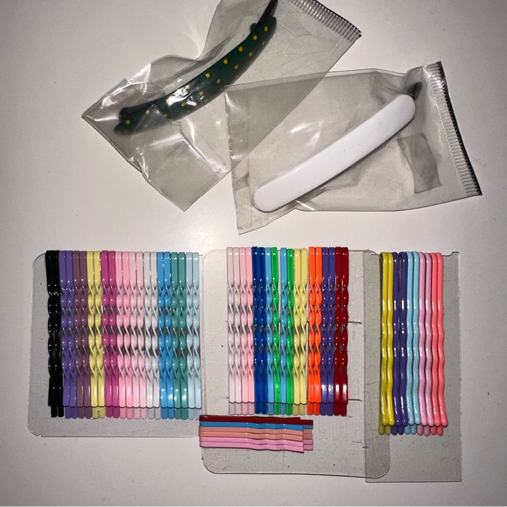 (3 for $15) Assorted colorful hairpins & bands set